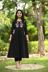 COTTON SIDE POCKET WITH EMBROIDERY  KURTA  SET